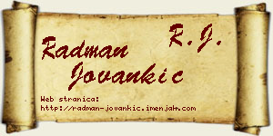 Radman Jovankić vizit kartica